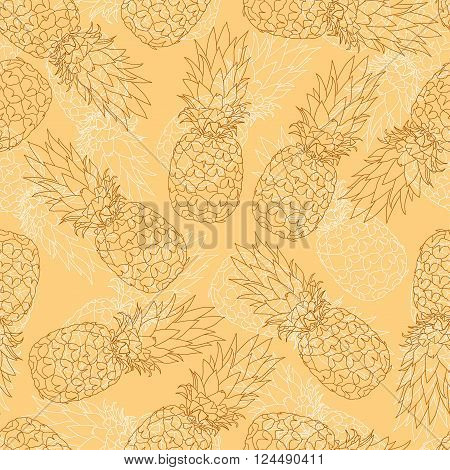 Vector illustration. Seamless pattern of pineapples. sketch.