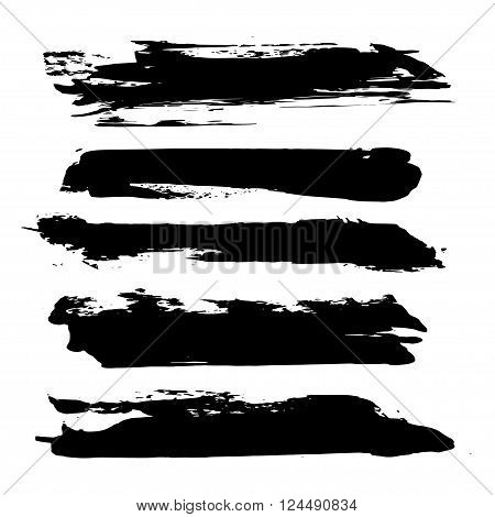 vector illustration. Brush Collection - grungy brush strokes isolated on white background