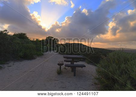 Panoramic view before sunset from the top of the hiking trail at Alta Laguna Park, 