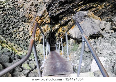 Steep narrow stairs to the doline passage through limestone rock into the Lake Cave in Margaret River, Western Australia.
** Note: Soft Focus at 100%, best at smaller sizes
