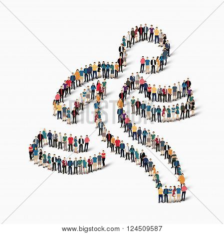Isometric set of styles, runing man , web infographics concept  illustration of a crowded square, flat 3d. Crowd point group forming a predetermined shape. Creative people. - Vector Illustration. Stock vector.