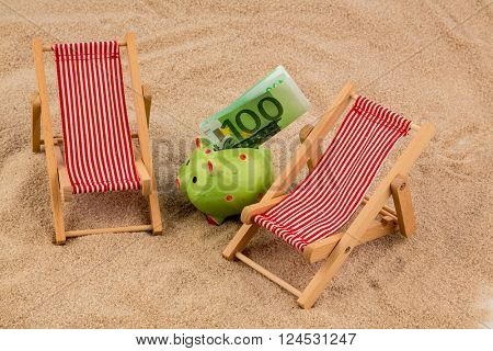 deckchair with euro banknote