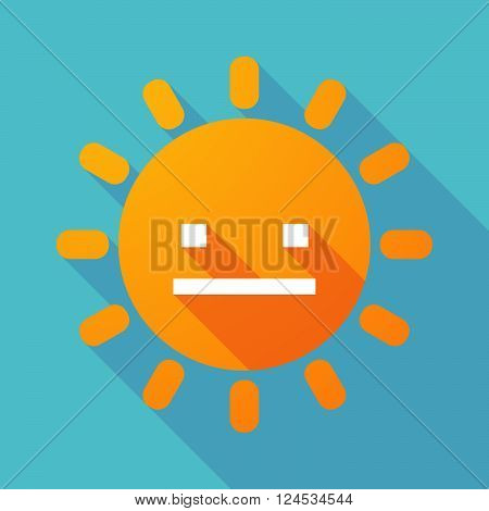 Long Shadow Sun With A Emotionless Text Face