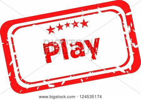 Grunge Rubber Stamp With Text Play, Isolated On White