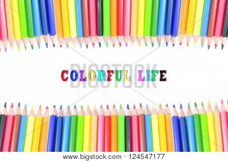 Space colourful pencils with white space , background