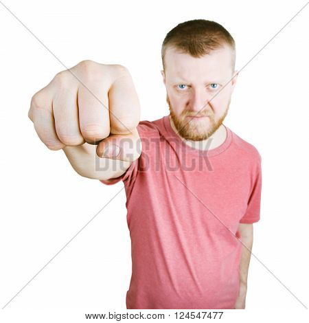 Man stretched out in front of a fist