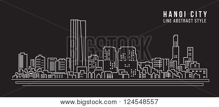 Cityscape Building Line art Vector Illustration design - Hanoi city