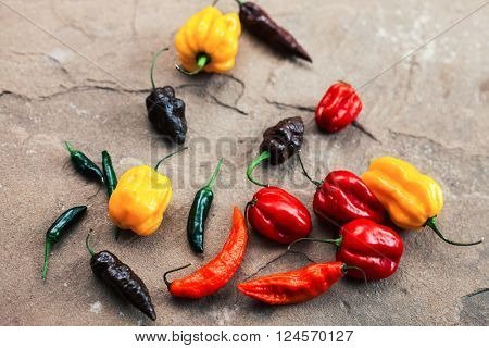 Chili colorful peppers spicy food