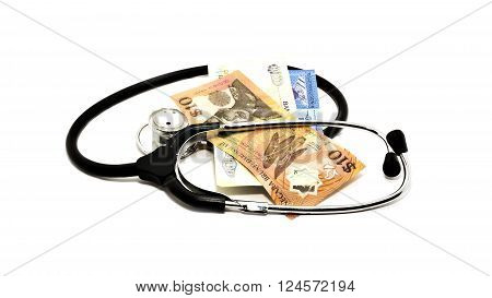 The cost of healthcare on isolated background