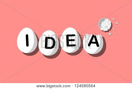 Crashed egg IDEA vintage concept vector poster. EPS 10 file.