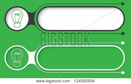 Two abstract buttons with arrows and bulb icon