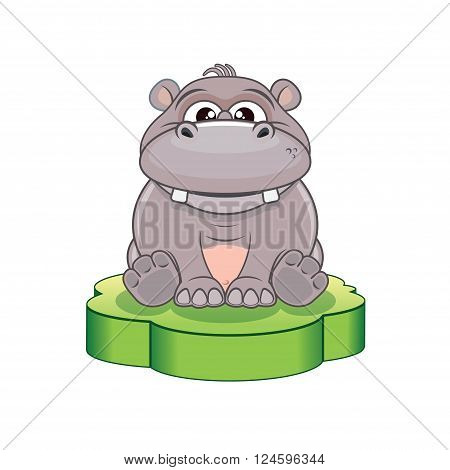 Funny Cartoon Hippo. Vector Illustration for Your Design