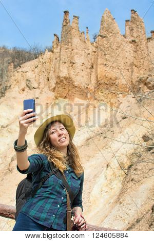 Woman Hiker With Backpack Outdoors