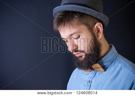 Bearded Man In A Blue Shirt