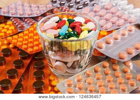 Medical pills and capsules for therapy and blisters of tablets