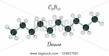 C10H22 decane 3d molecule isolated on white