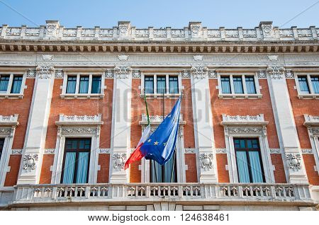 Detail of the Palazzo Montecitorio Rome Italy.