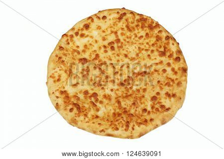 Classic Round Cheese Pie Or Quatrro Formaggi  Pizza, White Isolated