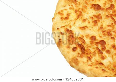 Classic Round Cheese Pie Or Quatrro Formaggi  Pizza, White Isolated
