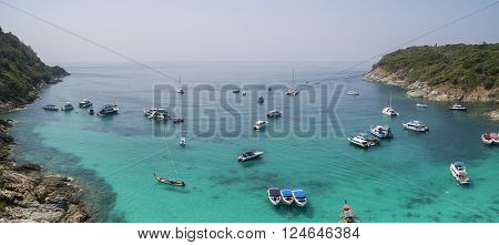 aerial view of racha island harbor andaman sea phuket southern of thailand
