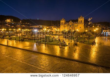 Plaza de Armas in historic center of Cusco Peru