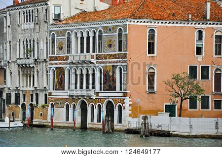 VENICE-JUNE 27:The Grand Canal in Venice on June 27 2012 in Venice. The Grand Canal is the largest canal in Venice Italy.