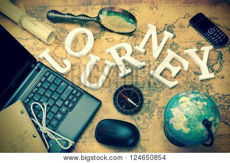 Sign Journey, Laptop, Key, Globe, Compass, Gsm Phone, Letter, Magnifier