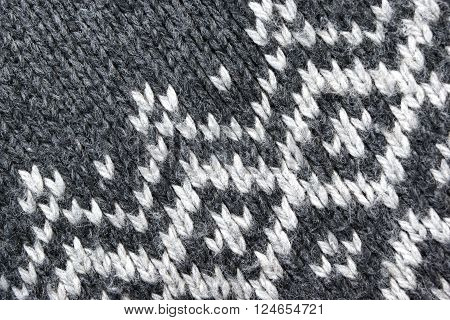 Part Of Grey Knitted Sweater With White Jacquard Ornamnet
