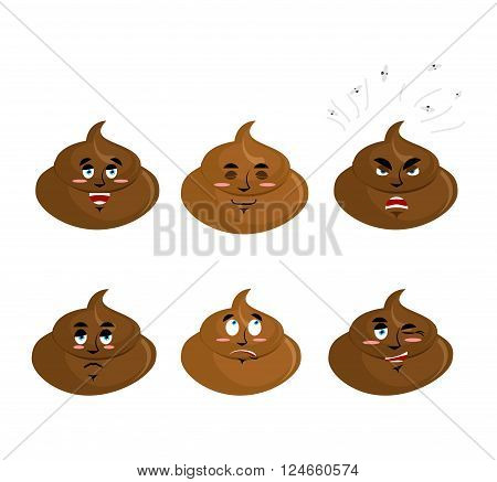 Set Shit Emotion. Cheerful And Angry Turd. Surprise And Sadness Cal. Sleepy Excrement. Collection Of