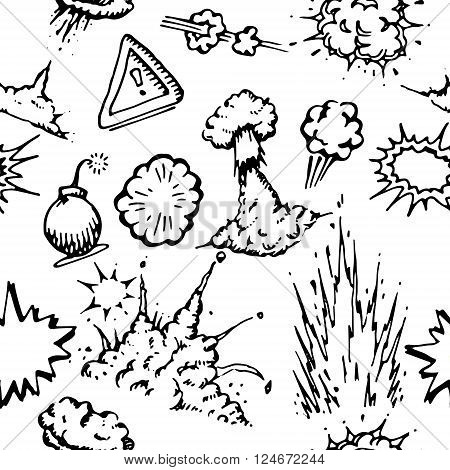 Black and white hand drawn seamless vector stock illustration