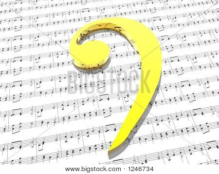 Bass Clef på ark af trykte noder