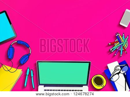Copy Space Laptop Socia Media Desktop Concept