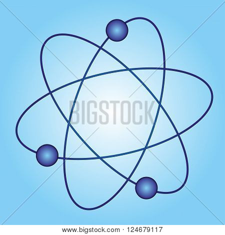 a simple model of an atom on a blue background