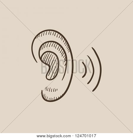 Human ear sketch icon.