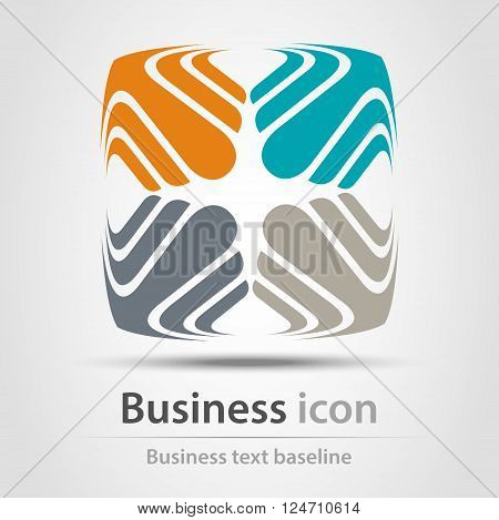 Square business icon with tetrad of multicolor arrows