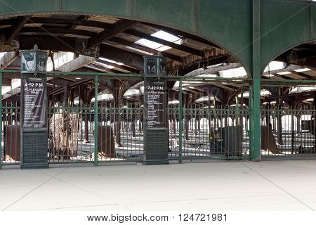 This is the interior of the now defunct Central New Jersey Railroad Terminal at Liberty State Park in Jersey City New Jersey.