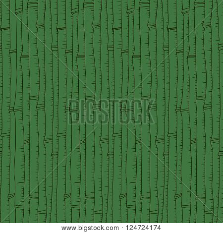 Seamless bamboo pattern. Ink texture. Hand drawn green background. Ready design for textile, fabric, surface textures, packaging.