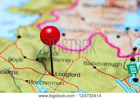 Longford pinned on a map of Ireland