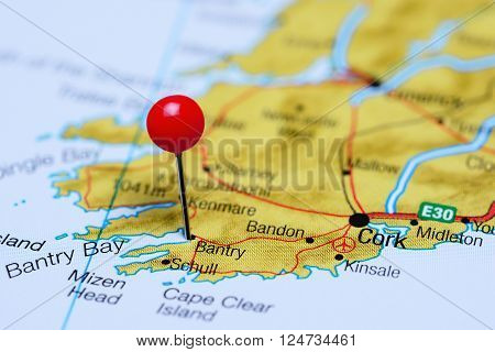 Bantry pinned on a map of Ireland
** Note: Shallow depth of field