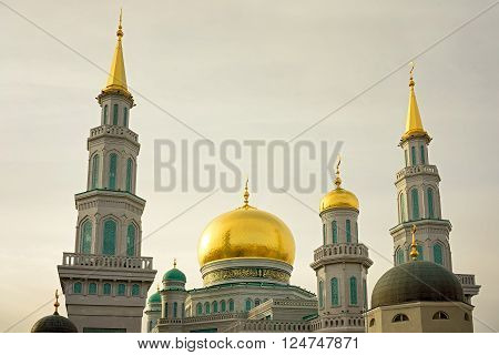 Moscow Cathedral Mosque Russia. The main mosque in Moscow one of the largest and highest mosque in Russia and in Europe. Religious landmark.
** Note: Visible grain at 100%, best at smaller sizes