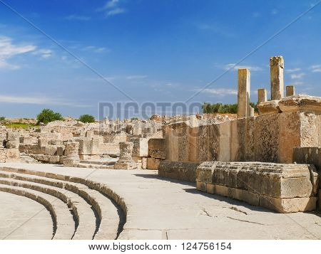 Dougga Roman Ruins. Unesco World Heritage Site in Tunisia.