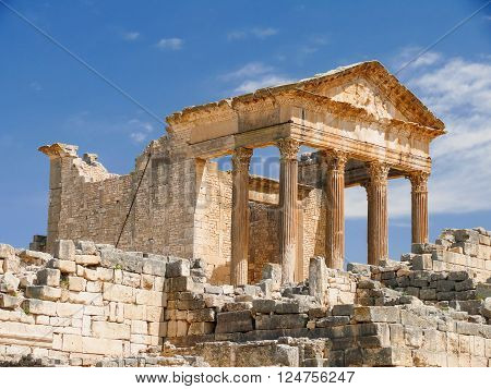 Dougga, Roman Ruins. Unesco World Heritage Site in Tunisia.