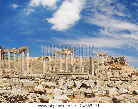 Dougga, Roman Ruins. Unesco World Heritage Site in Tunisia.