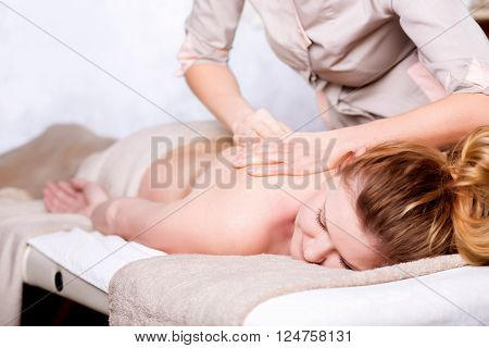 pretty Woman Getting Spa Treatment in Spa Salon Closeup