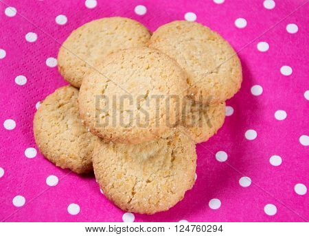 photo of some cookies on a pink background