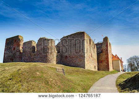 Ruins of the medieval castle in Bauska, Latvia