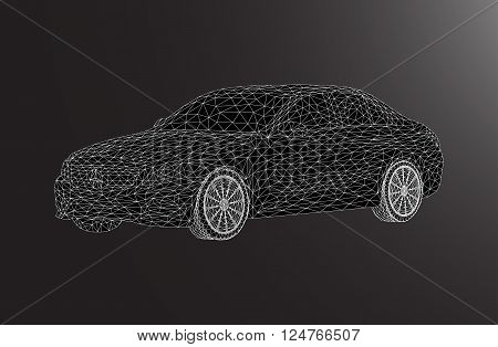 black lowpoly car lux design illustrstion line