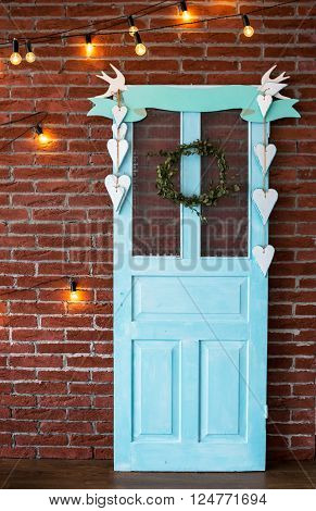 the door on a brick wall background with garland
** Note: Visible grain at 100%, best at smaller sizes