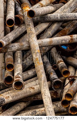 pipes in a junkyard