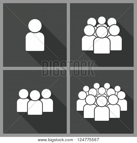 llustration of crowd of people - icon silhouettes vector. Set social icon. Vector flat illustration.